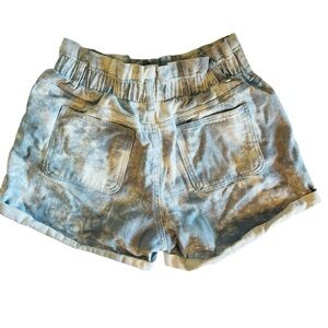Aaron & Amber Tie-Dye Elastic Waist Womens Shorts - Light Blue